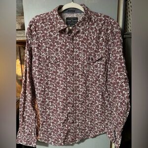 Red and White Floral Casual Button Down Shirt